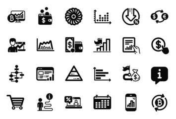 Vector Set of Finance icons related to Document, Success business and Pyramid chart icons. Block diagram, Currency exchange and Loan percent signs. Dot plot, Calendar and Online loan. Vector