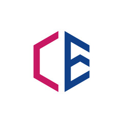 CE logo vector. Latter CE hexagonal logo. CE creative logo template