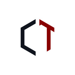CT logo vector illustration. Latter CT hexagonal logo isolated on White Background. CT logo template