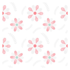 transparent fancy floral seamless pattern in pink