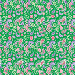 seamless paisley and floral pink and purple pattern