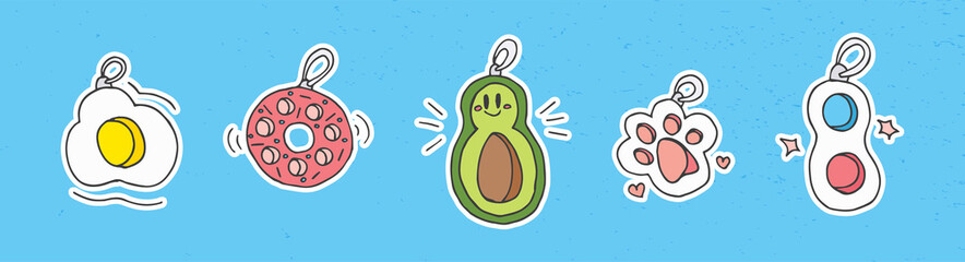 Anti-stress game for kids. Pop it. Popit. Simple Dimple. Vector Illustration. Doodle set. Hand drawn.