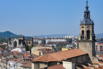 Fototapeta na wymiar Vitoria Gasteiz, Spain - 21 Aug, 2021: Views over the city of Vitoria from the tower of San Vicente Church