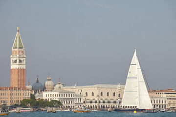 San Marco square in Venice with sail boat