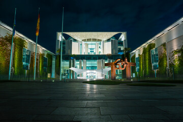 Federal Chancellery in Berlin Germany at night
