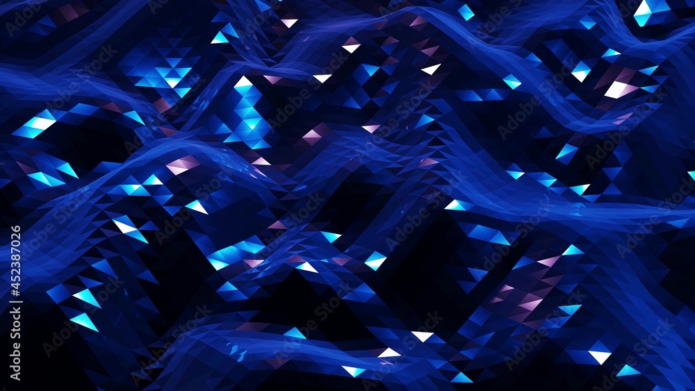 Aufkleber stylish dark abstract low poly background. abstract waves on glossy metallic surface. simple minimal