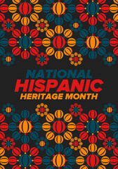 National Hispanic Heritage Month in September and October. Hispanic and Latino Americans culture. Celebrate annual in United States. Poster, card, banner and background. Vector illustration