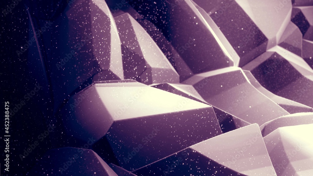 Poster 3d render. abstract waves of soft black matte material with light inner glow and glitters on surface