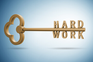 Concept of hard work with key