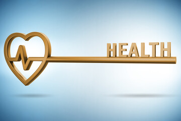 Concept of health with key - 3d rendering