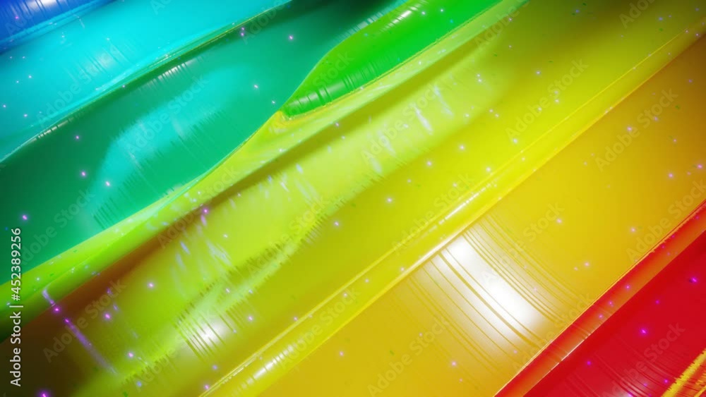 Poster abstract 3d surface with beautiful waves, luminous sparkles and bright color gradient, colors of rai
