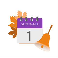 September 1. Vector flat daily calendar icon. Date and time, day, month. Holiday.
