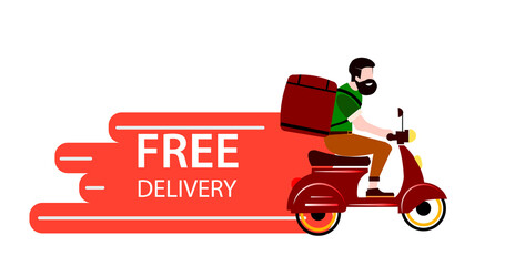 Fast Delivery Express Moto Scooter Illustration Icon for Advertisement