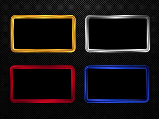 Multicolored metal frames set. Vector design