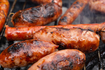 grilled sausages on the grill