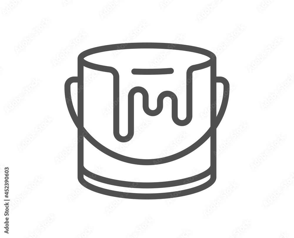 Poster paint bucket line icon. tin of acrylic paint sign. painter can symbol. quality design element. linea