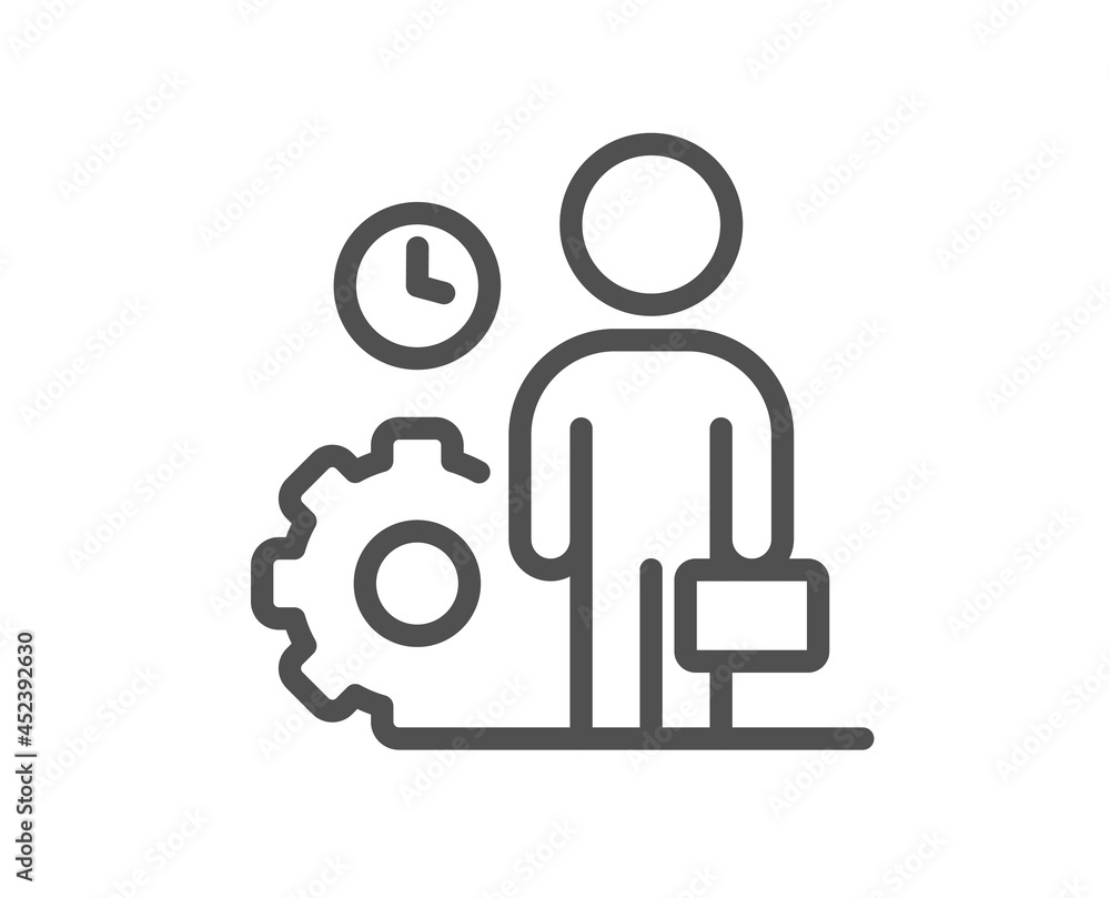 Aufkleber employee line icon. work project sign. job service symbol. quality design element. linear style empl