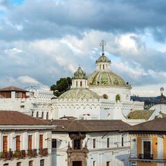 Naklejka premium Quito city historic center with Company of Jesus domes, Quito, Ecuador.