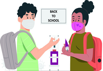 Fototapeta premium Back to school Corona virus