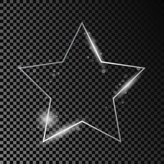 Silver glowing star shape frame with sparkles