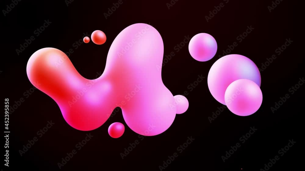 Poster motion design. smooth animation of bubbles, metaball with inner red glow. 3d abstract background wit