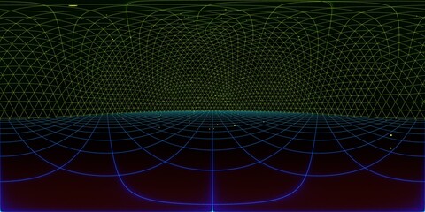 3D illustration, geometric 360 HDRI equirectangular projection background green