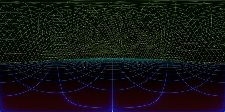 3D illustration, geometric 360 HDRI equirectangular projection background green