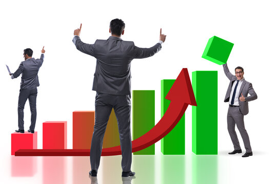 Businessman supporting economic growth on chart