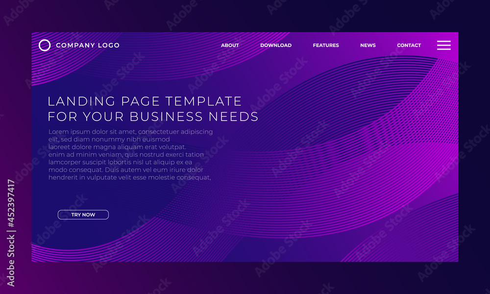 Poster landing page template with modern wave curve for business website design. eps10 vector illustration