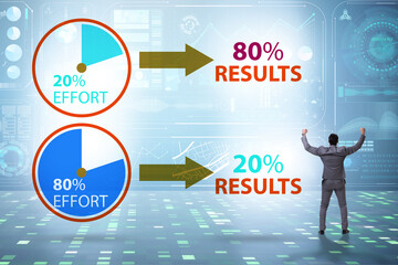 Businessman in pareto rule illustration