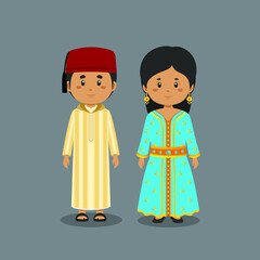 Couple Character Wearing Moroccans Dress