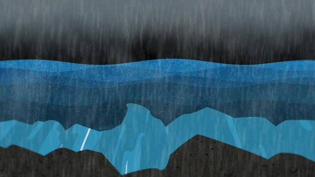 Storm Surge Wave with Rain Animation