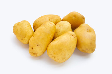 Fresh potatoes on white background.