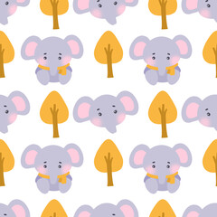 Cute elelphants seamless patterns.