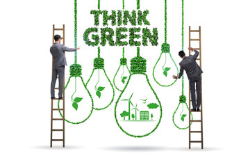 Think green ecological concept with businessman