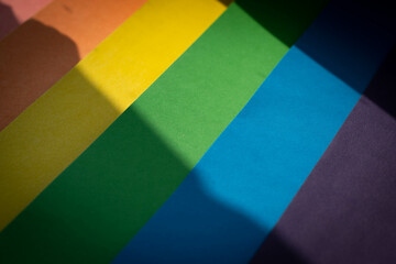 Lgbt flag. Rainbow background. Multicolored flag close up.