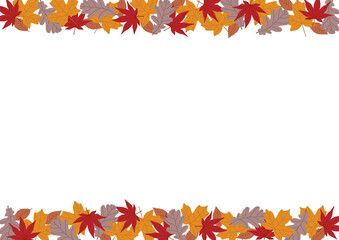 Empty frame with autumn leaves and leaves illustration.