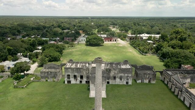 View of chimenea and machinery room of hacienda in yucatan
