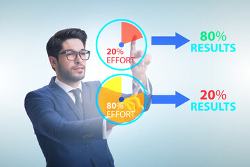 Businessman in pareto rule illustration