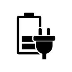 battery with electric plug icon vector