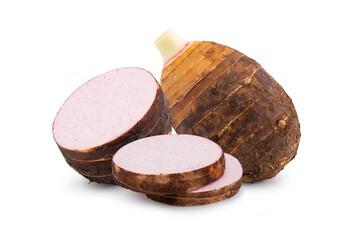 taro slice isolated on white background.