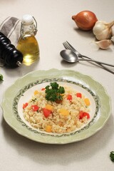 Nasi Goreng or Fried Rice with Red and Yellow Paprika