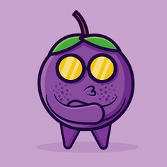 mangosteen mascot with cool expression isolated vector illustration in flat style