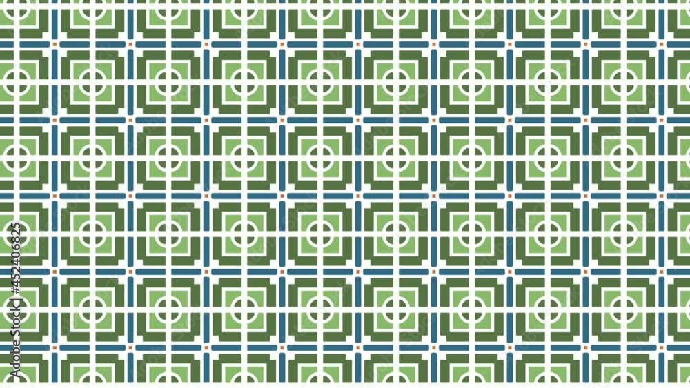 Poster 2d graphic video pattern that moves to the lower right with zoom out, composed of designs and shapes