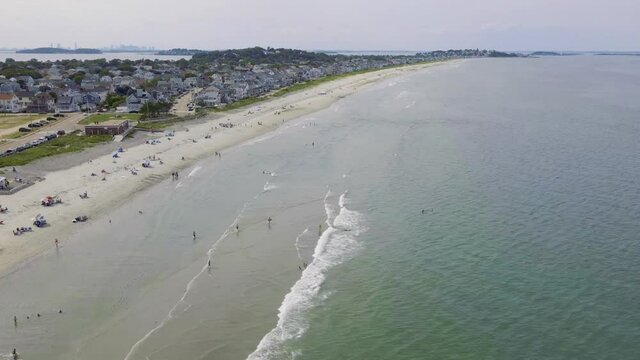 Aerial Timelapse of Nantasket Beach, Hull, MA.  Drone forward looking down