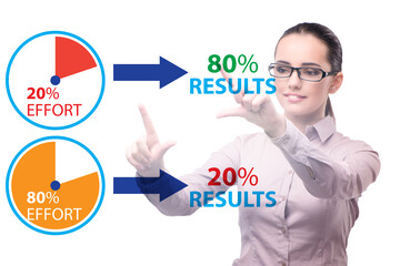 Businesswoman in pareto rule illustration