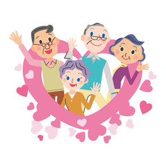 ハート　シニア　仲良し　幸せ