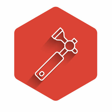 recommend clip art: White line Jewelers lupe for diamond grading with dimond icon isolated with long shadow background. Red hexagon button. Vector