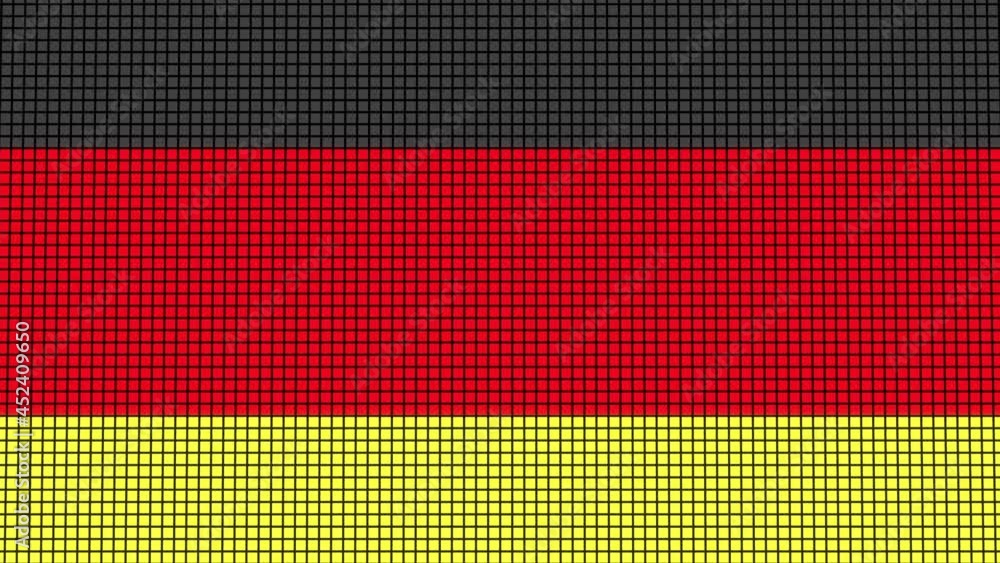 Poster germany flag animated in pixel grid style technology background