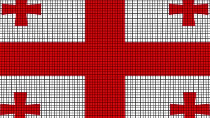 Georgia Flag animated in pixel grid style technology background - Powered by Adobe